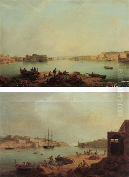 View Of The Grand Harbour At Valletta, Malta by Anton Schranz the Younger