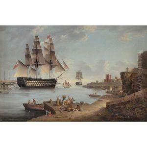 Hms Caledonia In Mahon; Hms Caledonia Leaving Mahon (a Pair) Hms Caledonia In Mahon; Hms Caledonia Leaving Mahon (a Pair)