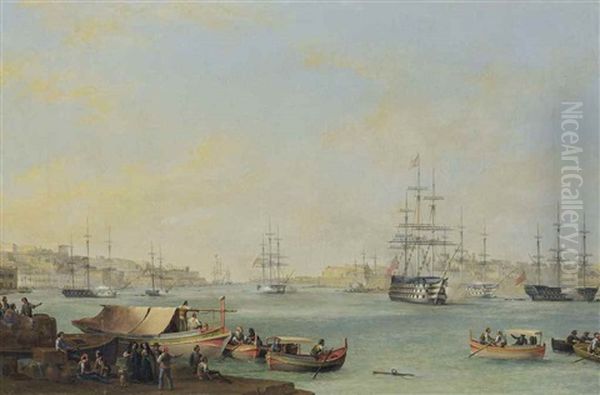 The Arrival Of The Dowager Queen Adelaide Aboard H.m.s. Hastings At The Grand Harbour, Valletta - view 1
