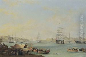 The Arrival Of The Dowager Queen Adelaide Aboard H.m.s. Hastings At The Grand Harbour, Valletta
