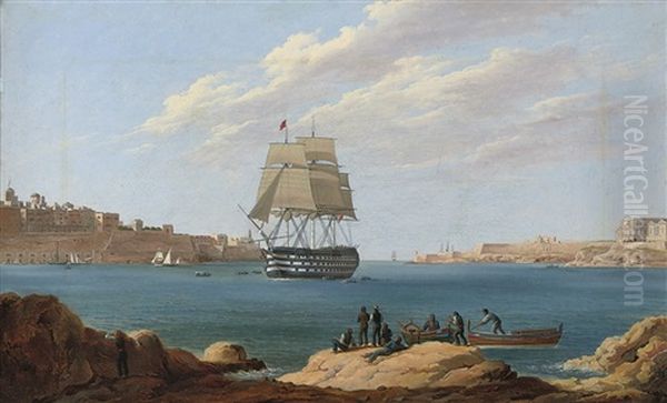 H.m.s. Britannia Coming Into Valetta, Malta - view 1