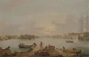 A Panorama Of The Grand Harbour, Valetta, At Dusk