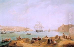 A View Of The Grand Harbour At Valetta