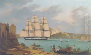 A Frigate Leaving The Grand Harbour At Valetta