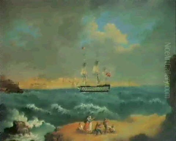 The Grand Harbour, Valetta, Malta, With H.m.s. Britannia,   Flying The Flag Of Vice Admiral Sir Pulteney Malcolm 1768- - view 1