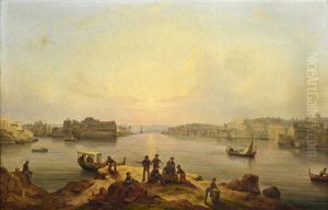 View Of The Grand Harbour Of Valletta, Malta, From Corradino