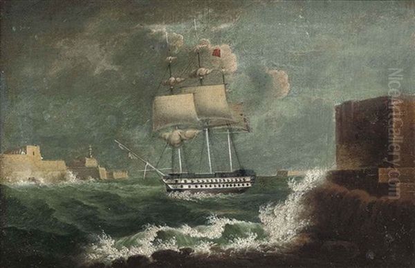 H.m.s. "rochfort" Running Into Grand Harbor, Valetta, Malta - view 1