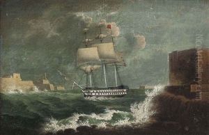 H.m.s. "rochfort" Running Into Grand Harbor, Valetta, Malta