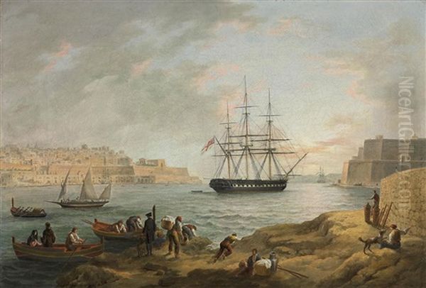 "h.m.s. Portland" In The Harbor Of Malta - view 1