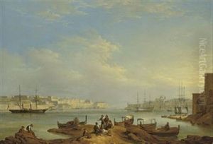 A View Of Grand Harbor, Valetta, From Corradino, With The British 1st Rate Howe Lying At Anchor Off Senglea
