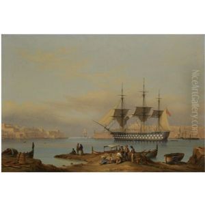 Hms "rodney" In The Grand Harbour At Valetta
