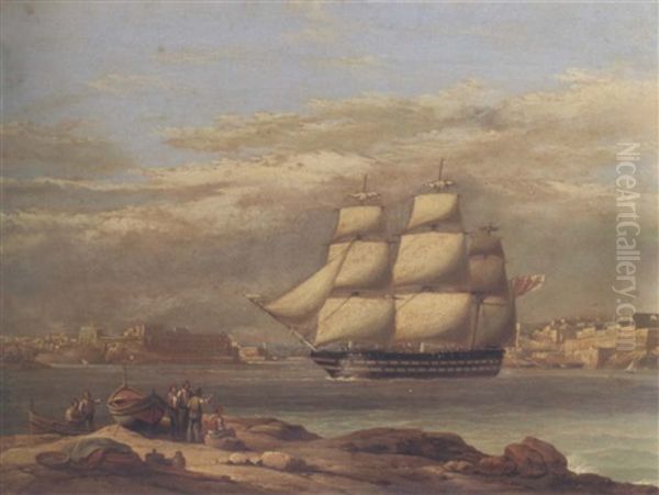 A British Ship Entering Valetta Harbour - view 1