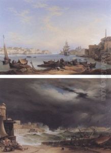 View Of Grand Harbour, Valetta From Corradino by John or Giovanni Schranz