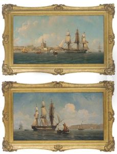 An English Frigate Arriving In The Tagus Off The Belem Tower (+ An English Frigate Hove-to Off The Southern Bank Of The Tagus; Pair)