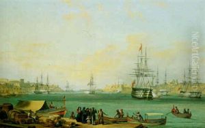 English Fleet In The Harbor Of Valetta, Malta