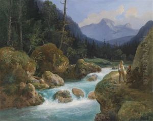 Gebirgslandschaft Mit Figurlicher Staffage