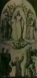 Die Steinigung Des Heiligen Stephan, Daruber Christus Mit   Engeln