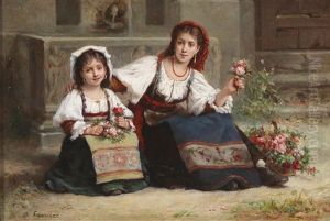 Neapolitan Flower Sellers by Charles Baptiste Schreiber
