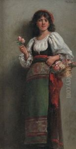 La Bouquetiere Italienne by Charles Baptiste Schreiber