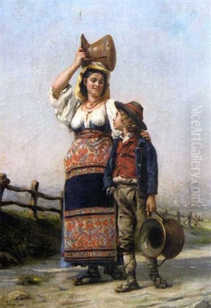 Paysanne Italienne Et Son Fils - view 1