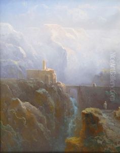 Italienische Ideallandschaft (tivoli?) by Conrad Peter Schreiber