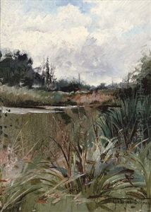 On The Banks Of A Lake by George Lawrence Schreiber