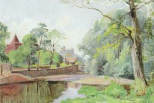 Blick Auf Ein Stadtchen In Fruhlingshafter Landschaft