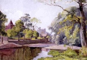 Blick Auf Ein Stadtchen In Fruhlingshafter Landschaft