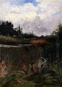 Teichlandschaft An Einem Fruhlingstag by Georges Schreiber