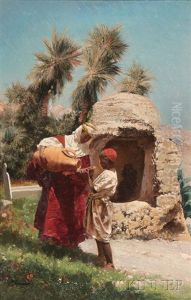 Pouring Water At An Oasis Pouring Water At An Oasis