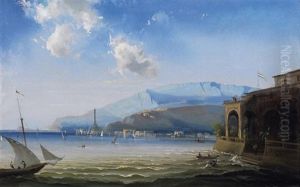 Genua. Blick Vom Ufer Auf Den Alten Hafen Mit Der Lanterna, Dem Wahrzeichnen Der Stadt