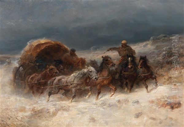 Geldings In A Winter Landscape - view 1