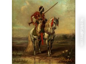 Orientalischer Krieger Auf Einem Schimmel by Adolf Schreyer