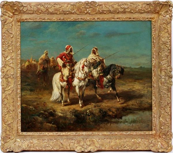 Arab Horsemen On Patrol In Middle Eastern Landscape. - view 1
