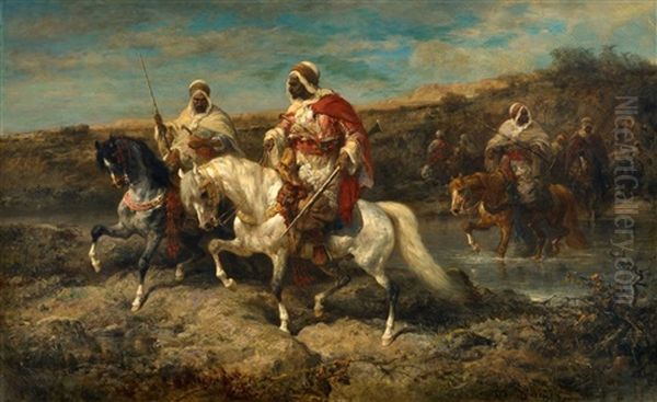 Arabian Horseman By A Ford - view 1