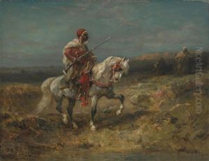An Arab Horseman On The Look-out by Adolf Schreyer