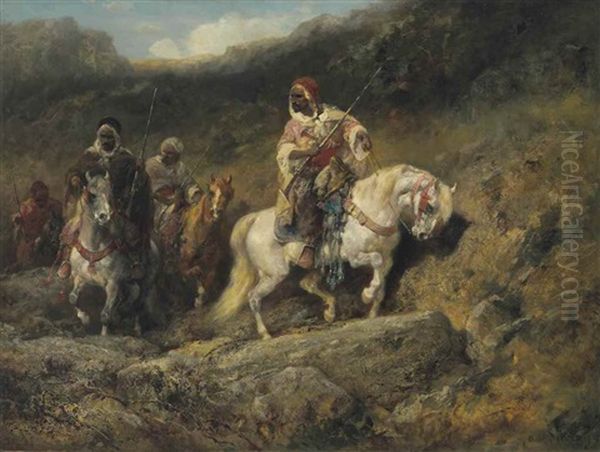 Arab Horsemen In A Mountainous Landscape - view 1