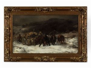 Walachisches Fuhrwerk Im Schnee by Adolf Schreyer