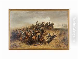 Prussian Hussars Attacking Artillery