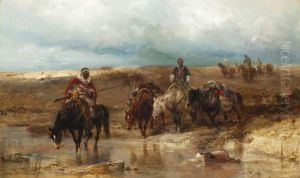 Passage Au Gue by Adolf Schreyer