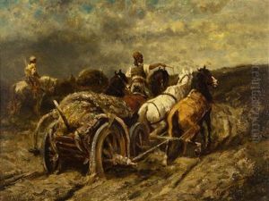 Horse Drawn Wagon by Adolf Schreyer
