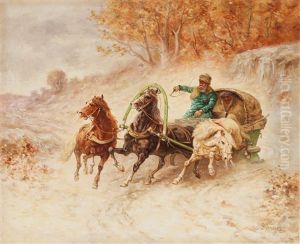 Troika Con Cavalli by Adolf Schreyer