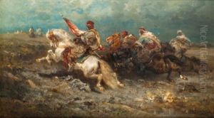Charge De Cavaliers Arabes by Adolf Schreyer