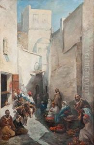 Le Marche Aux Oranges En Afrique Du Nord by Adolf Schreyer