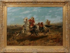 Arab Cavalry Battle Scene by Adolf Schreyer