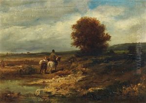 Landschaft Mit Reitermotiv by Adolf Schreyer
