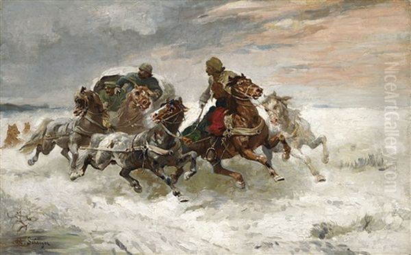 Funfergespann Von Wolfen Verfolgt - view 1