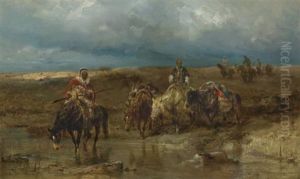 Crossing The River by Adolf Schreyer