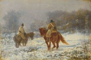Winterlandschaft Mit Zwei Berittenen Soldaten Winterlandschaft Mit Zwei Berittenen Soldaten