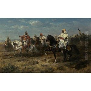 Bedouins On The March by Adolf Schreyer